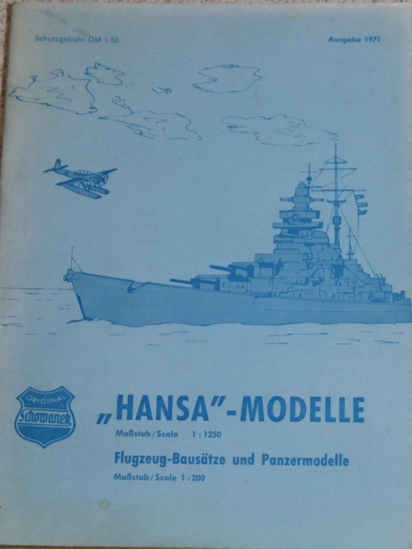 1971 Catalogue (1 p.)  Hansa Schowanek Shipmodels 1:1250